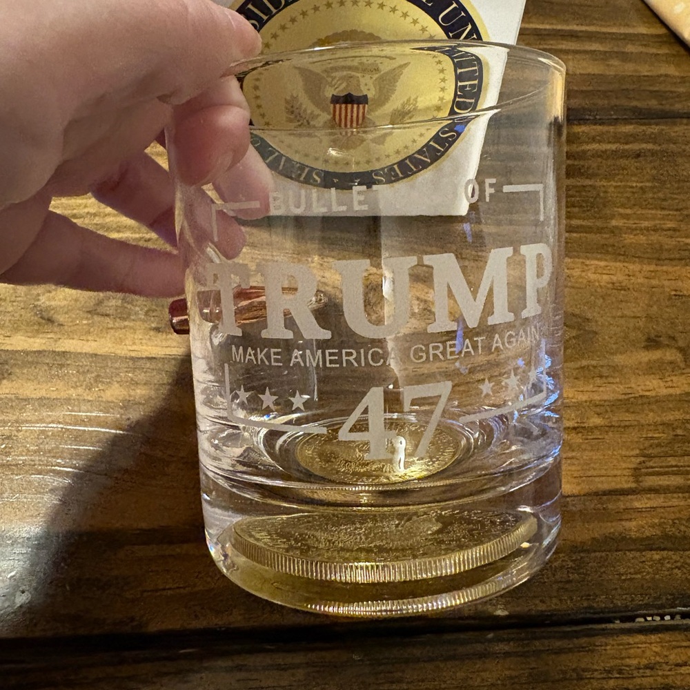 Trump 47 “Bulletproof” Whiskey Glass
